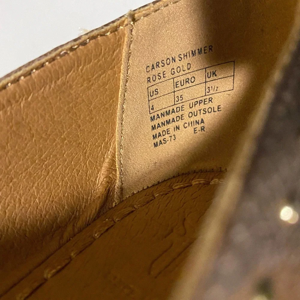 Frye Girls Youth Carson Shimmer Ballet Flat Rose Gold Slip On Shoe Casual Size 4 - Picture 8 of 9